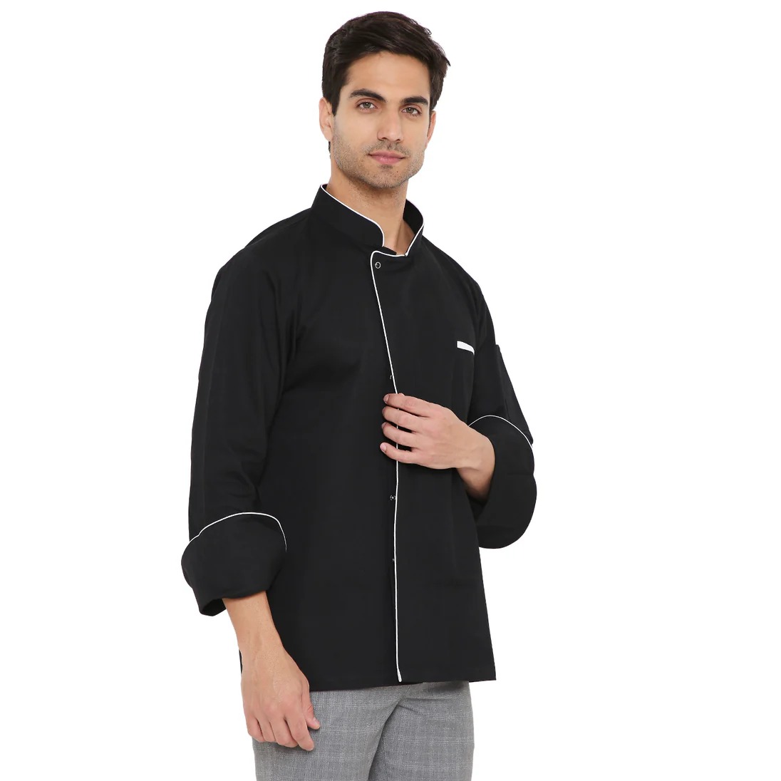 Áo đầu bếp cao cấp tay dài (Đen/Trắng)