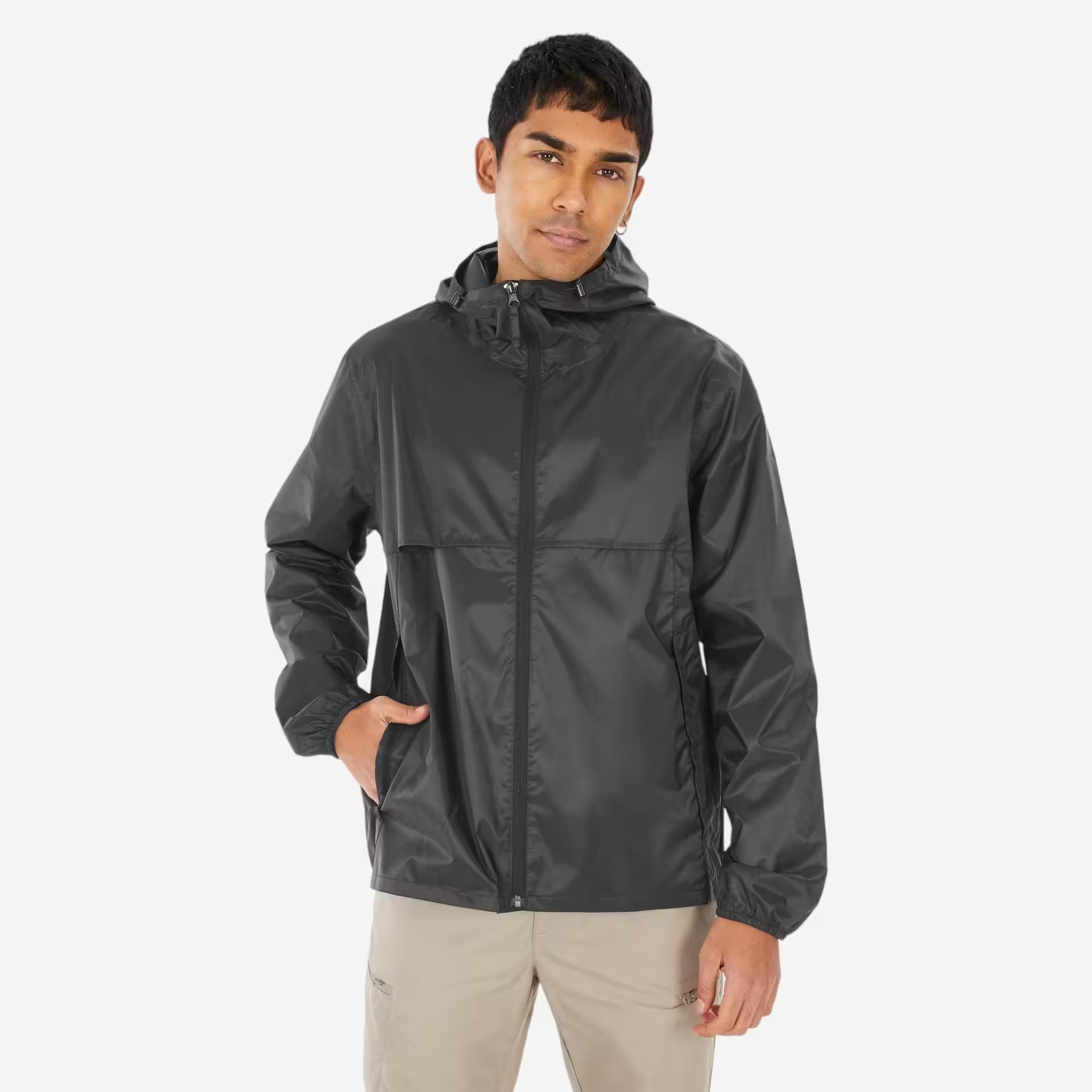 Áo khoác leo núi chống gió và chống nước dành cho nam Raincut Full Zip – Đen