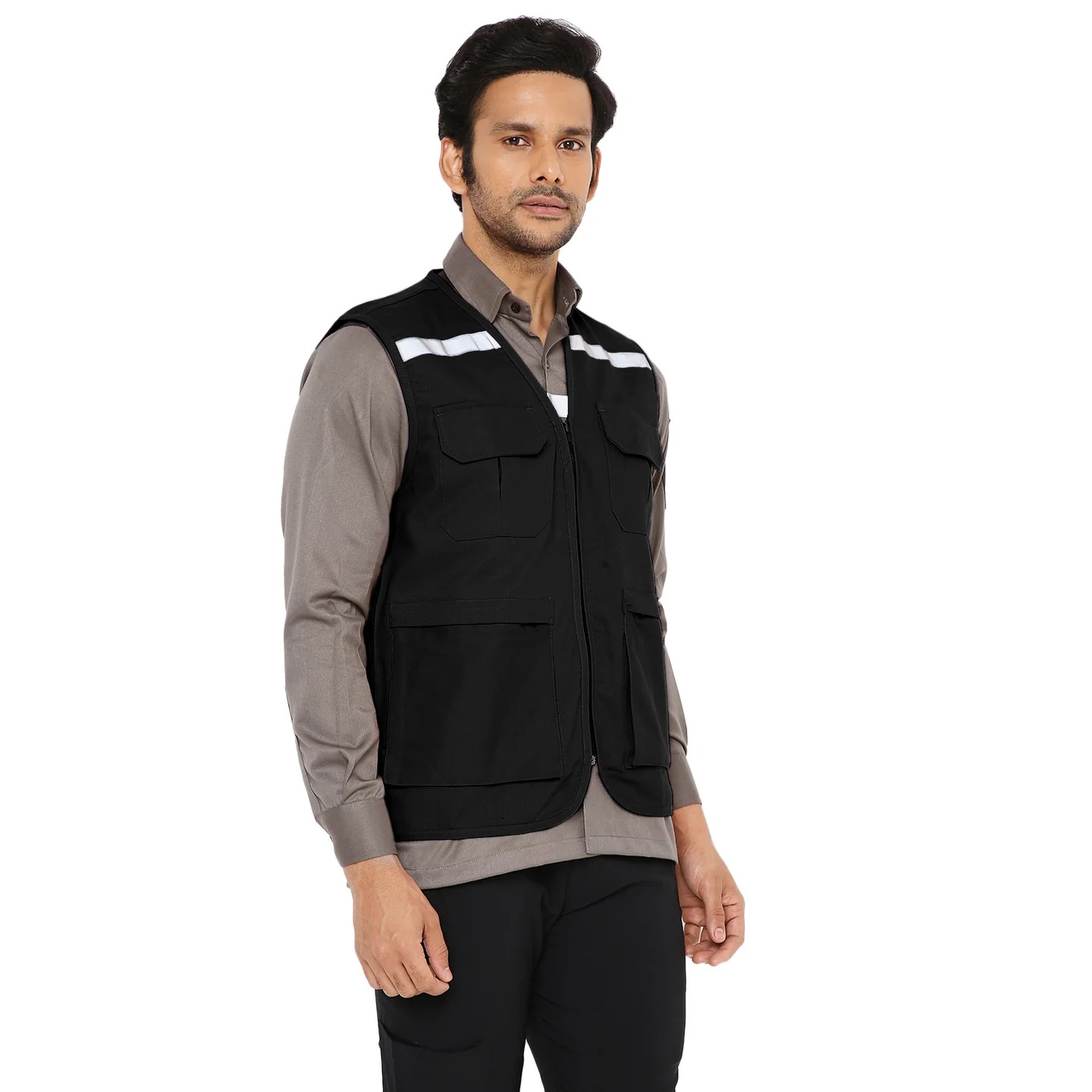 Áo khoác bảo hộ chất lượng cao với dải phản quang – Màu đen