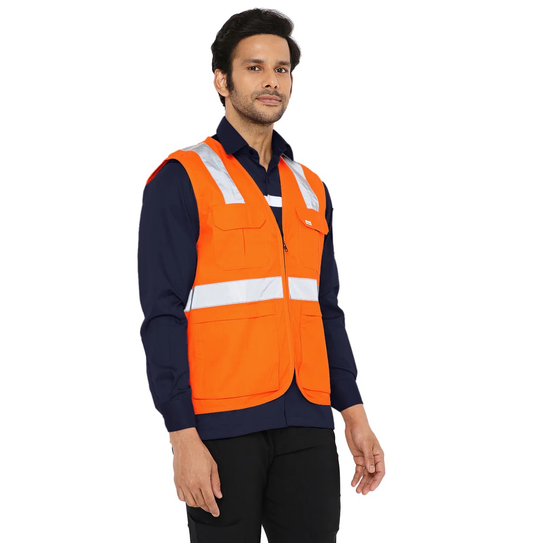 Áo khoác bảo hộ chất lượng cao với dải phản quang – Màu cam huỳnh quang