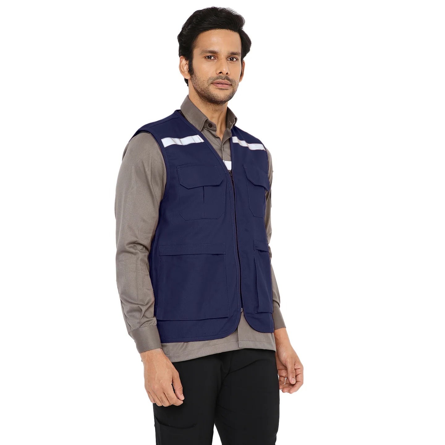 Áo khoác bảo hộ chất lượng cao với dải phản quang – Màu xanh hải quân