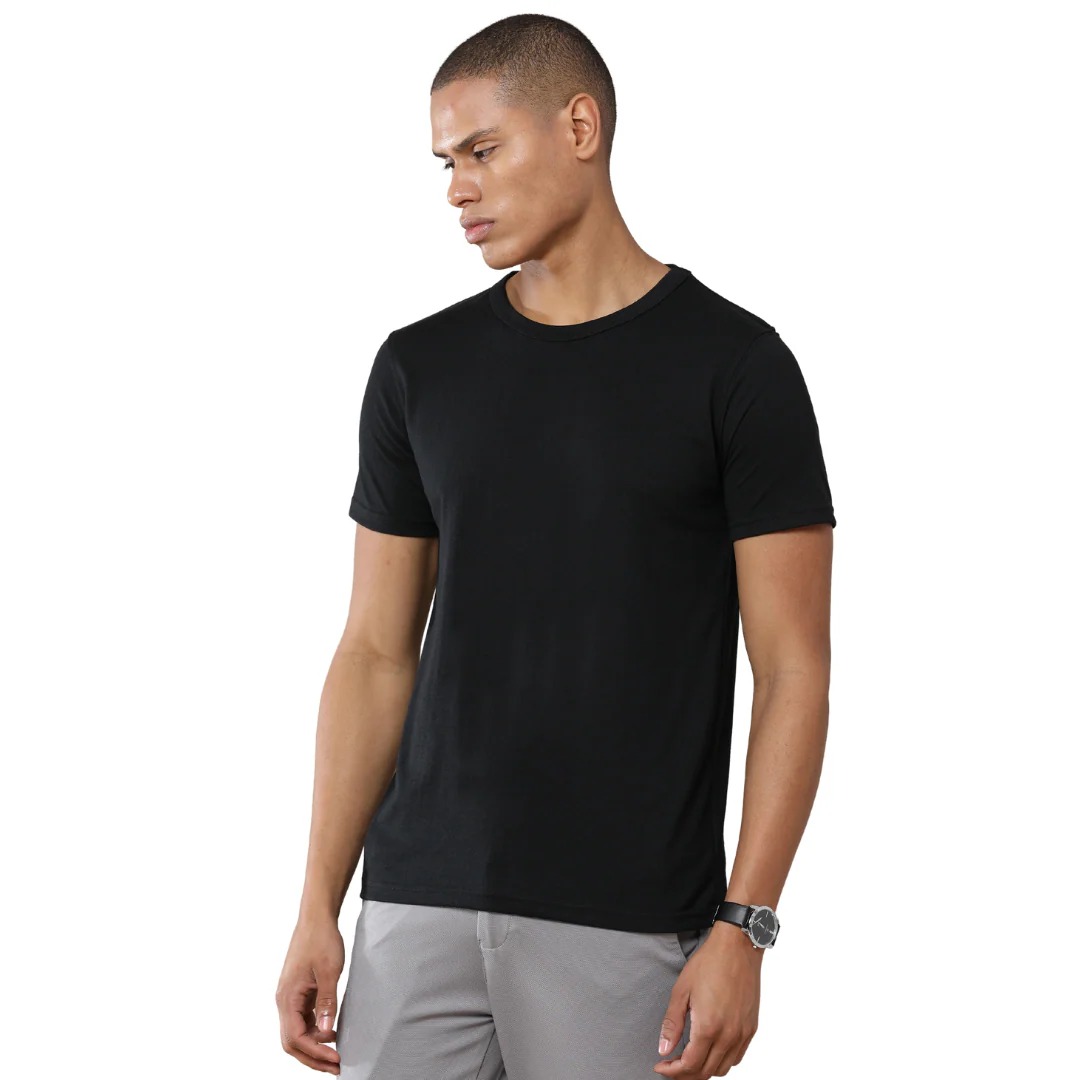 Áo thun cổ tròn chất liệu cotton